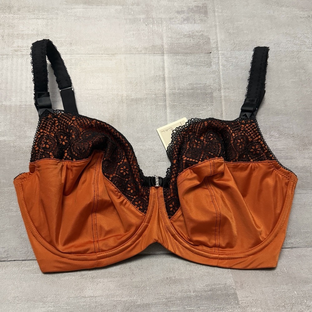 NWT Cake Macaroon‎ Maternity Nursing Bra Underwire Orange Black Lace US 32G